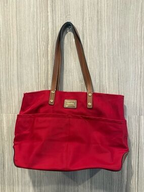 Calvin Klein Red Tote with Brown Handles